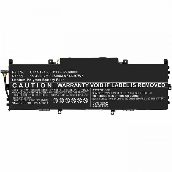 CoreParts MBXAS-BA0252 ricambio per laptop Batteria (Laptop Battery for Asus - 45.60Wh Li-Pol 15.2V 3000mAh - 47Wh Li-Pol 15.4V 3050mAh for ASUS U3100FN - Warranty: 12M)