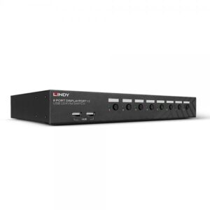 Lindy 39540 switch per keyboard-video-mouse [kvm] Montaggio rack Nero (8 Port DisplayPort 1.2, USB - 2.0 & Audio KVM Switch - Warranty: 24M)