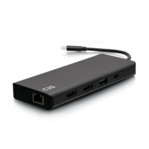C2G Docking station a doppio schermo 9-in-1 USB-C® con HDMI®, Ethernet, USB, jack audio da 3,5 mm e tecnologia Power Delivery fino a 60W - 4K 30Hz [conforme a TAA] (C2G USB-C 9-in-1 Dual Display Docking)