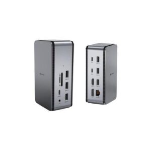 eSTUFF ES623015 replicatore di porte e docking station per laptop Cablato USB4 Alluminio, Nero (USB4 Pro Dual Dock excluding - Power Supply - Warranty: 24M)