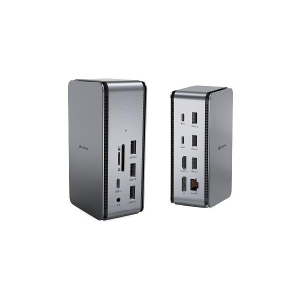 eSTUFF ES623015 replicatore di porte e docking station per laptop Cablato USB4 Alluminio, Nero (USB4 Pro Dual Dock excluding - Power Supply - Warranty: 24M)