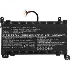 CoreParts MBXHP-BA0219 ricambio per laptop Batteria (Laptop Battery for HP 65.12Wh - Li-ion 14.8V 4400mAh 65WH - Li-ion 14.8V 4.4Ah with 16pins connector, for Omen 17-AN, Omen 17-AN003NI, Omen - Warranty: 12M)