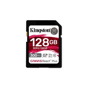 Kingston Technology 128GB Canvas React Plus SDXC UHS-II 300R/260W U3 V90 for Full HD/4K/8K (SD Card 128GB Kingston SDXC React+ 300)