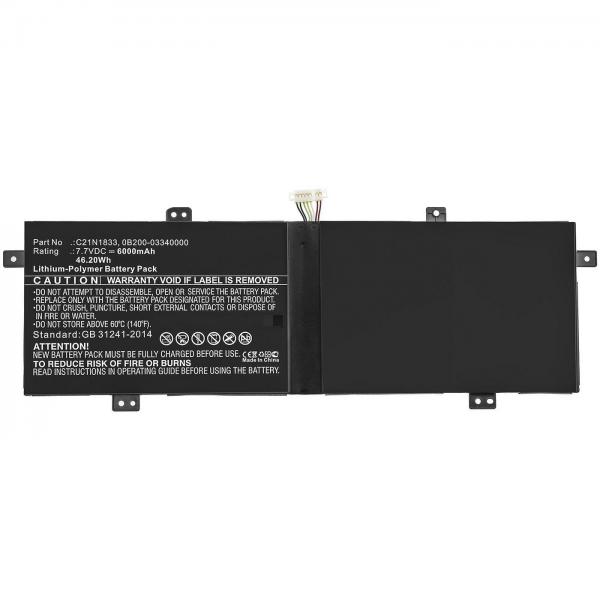 CoreParts MBXAS-BA0242 ricambio per laptop Batteria (Laptop Battery for Asus - 46.20Wh Li-Pol 7.7V 6000mAh - Black 46.20Wh Li-Pol 7.7V 6000mAh Black for Asus Notebook, Laptop BX431FA, - Warranty: 12M)