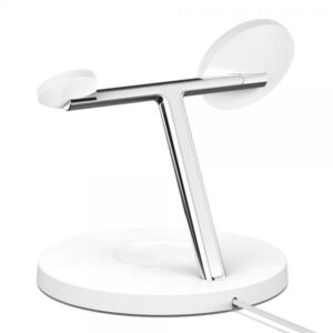 Belkin BOOST?CHARGE PRO Auricolare, Smartphone, Orologio intelligente Bianco dC Carica wireless Ricarica rapida Interno (MAGSAFE 3-IN-1 WIRELESS CHARGER WHT)