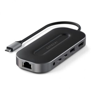 Satechi ST-U4MGEM replicatore di porte e docking station per laptop Cablato USB4 Nero, Grigio (Satechi USB4 Multiport Adapter with 2.)