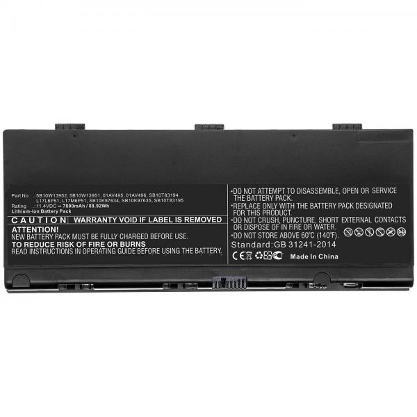 CoreParts MBXLE-BA0259 ricambio per laptop Batteria (Laptop Battery for Lenovo - 88.92Wh Li-ion 11.4V 7800mAh - Black 88.92Wh Li-ion 11.4V 7800mAh Black for Lenovo Notebook, Laptop Thinkpad - Warranty: 12M)