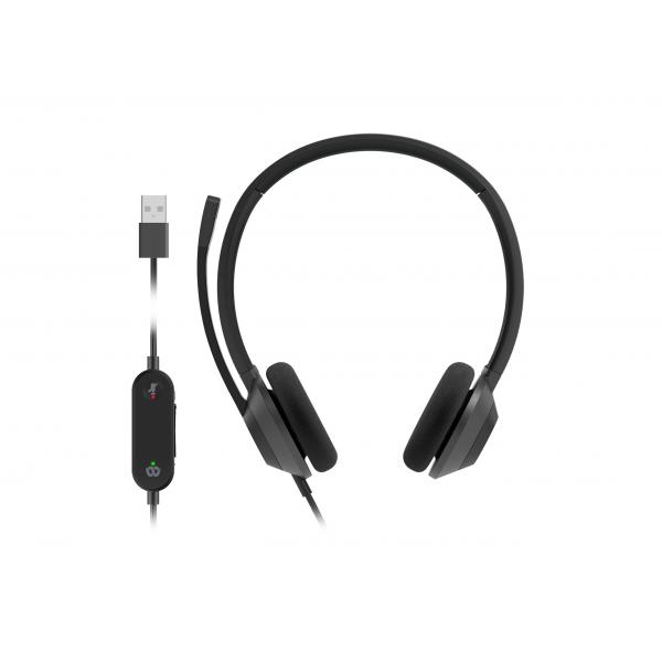 Cisco Headset 322 Auricolare Cablato A Padiglione Ufficio USB tipo A Nero (Cisco Headset 322 - Cuffie con microfono - over ear - cablato - USB-A - nero carbonio)