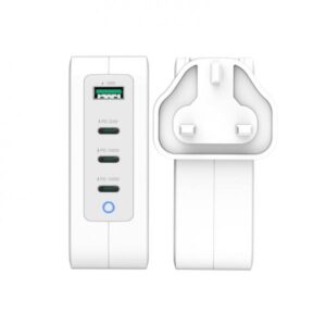 j5create JUP43130F-FN Caricatore GaN USB-C® a 4 porte da 130W - UK (130W GAN USB-C 4-PORT CHARGER - - UK WHITE GREY)