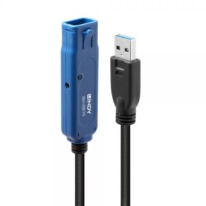 Lindy 43362 cavo USB USB 3.2 Gen 1 [3.1 Gen 1] 30 m USB A Nero, Blu (30m USB 3.0 Active Extension - Pro - Warranty: 24M)