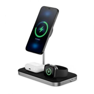 ALOGIC MSP31CS15W Caricabatterie per dispositivi mobili Auricolare, Smartphone, Orologio intelligente Nero USB Carica wireless Ricarica rapida Interno (MAGSPEED 3-IN-1 WIRELESS 15W - CHARGING STATION - BLACK)