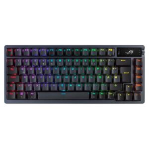 ASUS ROG Azoth tastiera Gaming USB + RF Wireless + Bluetooth QWERTY Inglese US Nero (Asus ROG AZOTH Compact 75% Mechanical RGB Gaming Keyboard, Wireless/Btooth/USB, Hot-Swap ROG NX Red Switches, OLED Display, Control Knob, Mac Support) - Versione UK