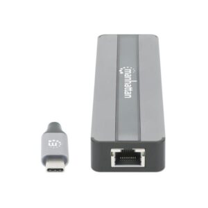 Manhattan 153928 replicatore di porte e docking station per laptop Cablato USB 3.2 Gen 1 [3.1 Gen 1] Type-C Nero, Argento (USB-A DOCK/HUB 5-PORT- - HDMI/NETWORK/USB-A[X2]/USB-C)