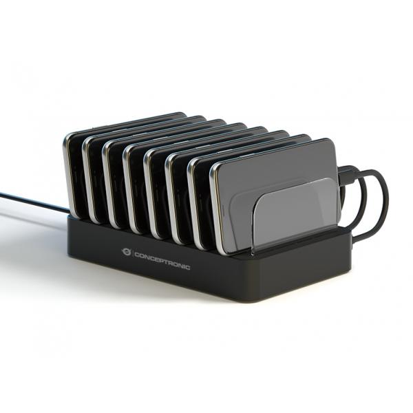 Conceptronic OZUL02B Caricabatterie per dispositivi mobili Universale Nero AC Interno (Ozul 8-Port 75W Usb Pd - Charging Station - Warranty: 12M)