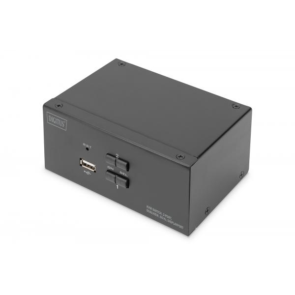 Digitus Switch KVM, 2 porte, Dual Display, 4K, DisplayPort® (KVM-SWITCH DP DUAL DISPLAY 4K - DISPLAYPORT)