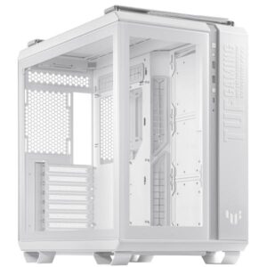 ASUS TUF Gaming GT502 Midi Tower Bianco (Asus TUF Gaming GT502 Case w/ Front & Side Glass Window, ATX, Dual Chamber, Modular Design, LED Control Button, USB-C, Carry Handles, White)