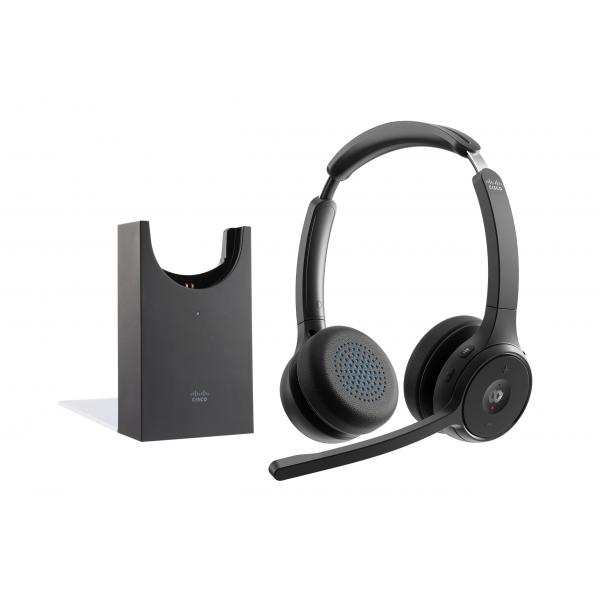 Cisco HS-WL-722-BUNAS-C cuffia e auricolare Wireless A Padiglione Ufficio Bluetooth Base di ricarica Nero (HEADSET 722 WIRELESS DUAL+STAND - CARBON BLACK USBA BUNDLE)