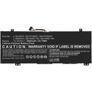 CoreParts MBXLE-BA0239 ricambio per laptop Batteria (Laptop Battery for Lenovo - 43.78Wh Li-ion 15.36V 2850mAh - Black 43.78Wh Li-ion 15.36V 2850mAh Black for Lenovo Notebook, Laptop IdeaPad - Warranty: 12M)