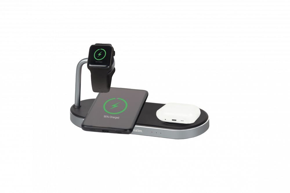 Verbatim WCS-03 Universale Nero USB Carica wireless Ricarica rapida Interno (WCS-03 Aluminium 3-in-1 Qi MFi Dual Wireless + Apple Watch C)