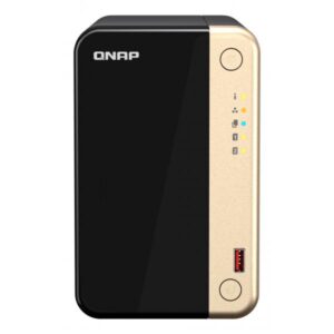 QNAP TS-264 NAS Tower Intel® Celeron® N5095 8 GB 20 TB HDD QNAP Turbo System Nero, Oro (QNAP TS-264-8G 20TB [WD RED PLUS] 2-Bay desktop NAS; Intel Celeron N5105/N5095 quad-core; 8 GB DDR4 onboard not expandable; 2 x 3.5/2.5 SATA 6Gb/s drive bays; 2 x M.2 2280 PCIe Gen 3 x1 slots; 2 x 2.5GbE; 1 x HDMI 2.0; 1 x PCIe Gen3 x2 slot; 2 x USB 3.2 Gen 2 Type-A + 2 x USB 2.0 [3Years warranty])