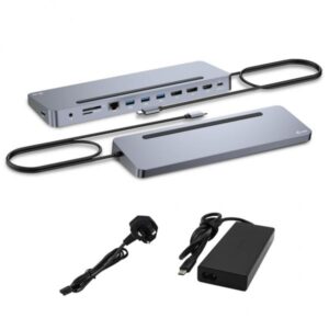 i-tec C31FLAT2PDPRO100WUK replicatore di porte e docking station per laptop Cablato USB 3.2 Gen 1 [3.1 Gen 1] Type-C Argento (i-tec USB-C Docking Station bundle, C31FLAT2PDPRO & CHARGER-C100WUK)