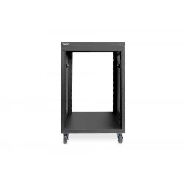 Digitus Rack universale per apparecchiature da 19 pollici con rotelle, 16UH (19 RACK MIT CASTORS 16HE BLACK - 780X507X460MM TAPPED HOLES)