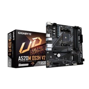 GIGABYTE Scheda madre A520M DS3H V2 - Supporta CPU AMD Ryzen serie 5000 AM4, fino a 4733 MHz DDR4 [OC], PCIe 3.0 x16, LAN GbE, USB 3.2 Gen 1 (Gigabyte A520M DS3H V2 Ultra Durable AMD AM4 Socket Motherboard, Micro-ATX, 4x DDR4 Slots, 1x M.2 Socket, GbE LAN, 1x DisplayPort / 1x HDMI Port)