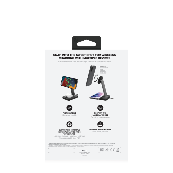 mophie 401309751 Caricabatterie per dispositivi mobili Auricolare, Smartphone Nero AC Carica wireless Ricarica rapida Interno (mophie 401309751 oplader til mobil enh)