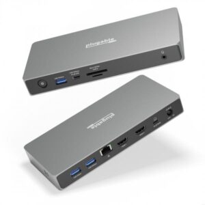 Plugable Technologies UD-4VPD-UK replicatore di porte e docking station per laptop Cablato USB4 Grigio (Plugable USB4 Dual HDMI Docking Station)