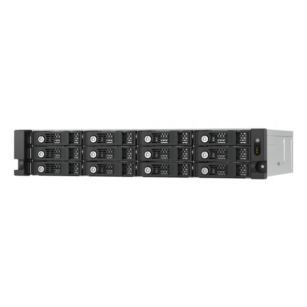 QNAP TL-R1200PES-RP contenitore di unità di archiviazione Box esterno HDD/SSD Nero, Grigio 2.5/3.5 (12-bay 2U rackmount PCIe interface SATA JBOD expansion enclosure 2.5/3.5 SATA 6Gbps drives 2 ports [SFF-8644 1x2] short depth 14.59-inch / 370.65mm redundant PSU without rail kit. support TS-h3087XU-RP? TS-h2287XU-RP TS-h1887XU-RP? TS-h987XU-RP? TDS-)