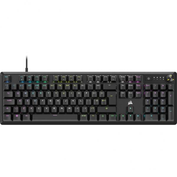 Corsair K70 CORE RGB tastiera Giocare USB QWERTY Inglese UK Nero (Corsair K70 CORE RGB Mechanical Gaming Keyboard, USB, Red Linear Switches, Sound Dampening, Rotary Dial, Aluminium Top Plate, Black) - Versione UK