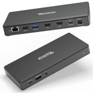 Plugable Technologies UD-MSTH2-UK replicatore di porte e docking station per laptop Cablato USB 3.2 Gen 1 [3.1 Gen 1] Type-C Nero (Plugable UD-MSTH2 USB-C Dual HDMI 4K 65W USB-C PD Driverless Docking Station)
