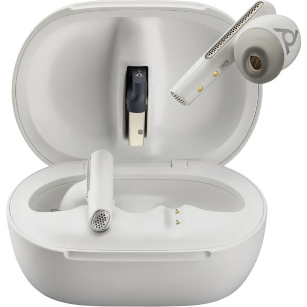 Voyager Free 60+ UC White - Sand Earbuds +BT700 USB-A - Adapter +Touchscreen Charge Case