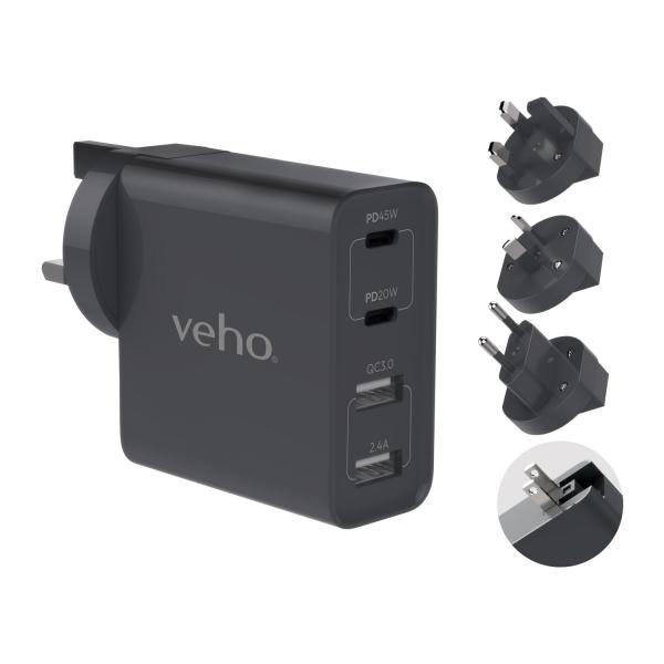 Veho VAA-700-TA45 adattatore e invertitore 20 W Grigio (VEHO TA-45 MULTI REGION UNIVERSAL)