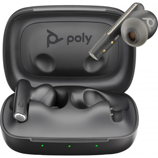 Poly Voyager Free 60 UC Carbon Black Earbuds +BT700 USB-C Adapter +Basic Charge Case - Replaces Poly SKU 220756-02