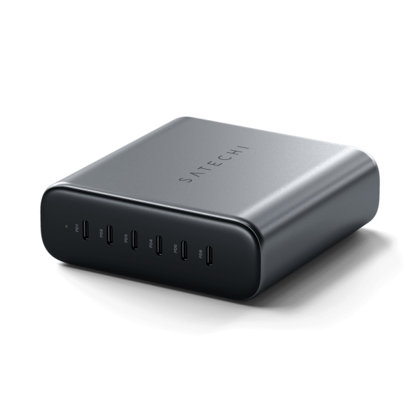 Satechi ST-C200GM-EU Caricabatterie per dispositivi mobili Universale Grigio AC Interno (Satechi 200W USB-C 6-port GaN charger)