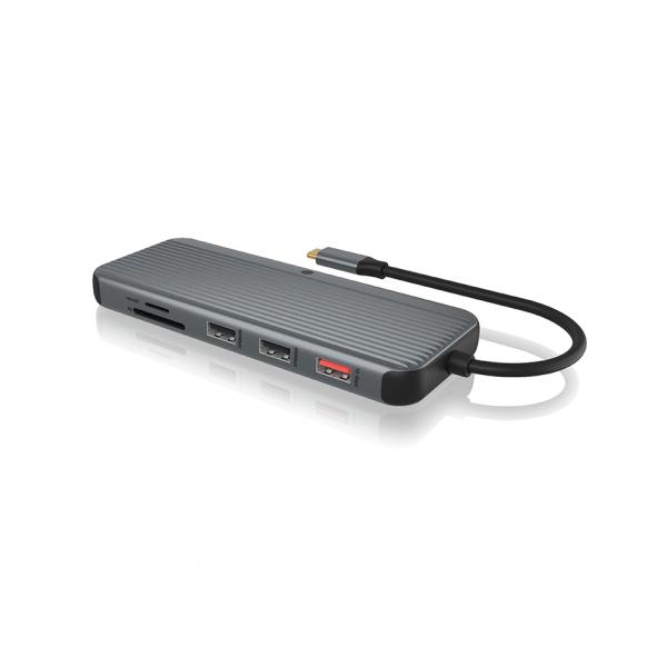 ICY BOX IB-DK4060-CPD Cablato USB 3.2 Gen 1 [3.1 Gen 1] Type-C Nero, Grigio (USB Type-C? Notebook DockingStation zu)