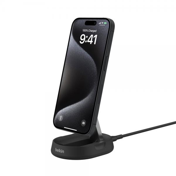 Belkin WIA008MYBK Caricabatterie per dispositivi mobili Cuffie, Smartphone Nero AC Carica wireless Ricarica rapida Interno (BOOST CHARGE PRO CONVERTIBLE - QI2 15W CHARGING STAND W/PSU BL)