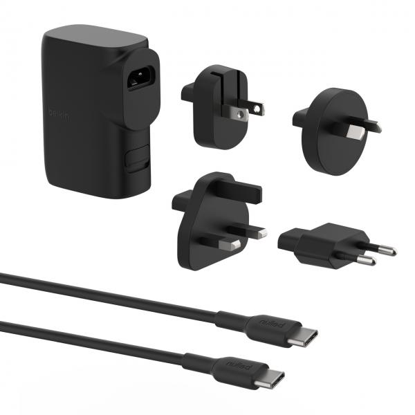Belkin CARICABATTERIA DA MURO E DA VIAGGIO 25W + 5K PB (BOOST CHARGE Hybrid Wall Travel Charger 25w + 5k Power Bank UK EU US AU Black)