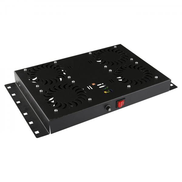 Lanview RAF120BL-UK porta accessori (4 FANS, ANALOG THERMOSTAT - CONTROLLED FAN MODULE BLACK - UK plug - Warranty: 24M)