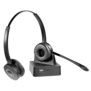 eSTUFF GLB245550 cuffia e auricolare Wireless A Padiglione Ufficio Bluetooth Base di ricarica Nero (G4555 Bluetooth Office - Headset Binaural headset with - noice-cancelling microphone Binaural headset with noice-cancelling microphone - Warranty: 24M)