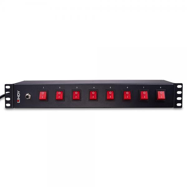 Lindy 73025 unità di distribuzione dell'energia [PDU] 8 presa[e] AC 1.5U Nero (LINDY 8-fach Schuko-Steckdosen PDU mit)