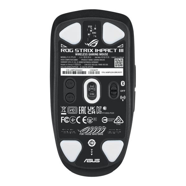 ASUS ROG Strix Impact III Wireless mouse Gaming Ambidestro RF senza fili + Bluetooth Ottico 36000 DPI (Asus ROG Strix Impact III Wireless/Bluetooth Ultralight Gaming Mouse, 36000 DPI, ROG AimPoint Sensor, SpeedNova, RGB Lighting)