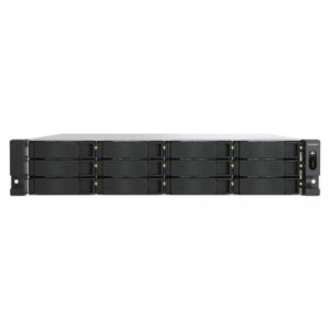 QNAP TS-h1277AXU-RP NAS Armadio [2U] AMD Ryzen™ 5 16 GB DDR5 168 TB HDD QNAP QTS Alluminio, Nero (QNAP TS-H1277AXU-RP-R5-16G 168TB [Seagate Exos] 2U 12-bay 3.5 SATA HDD NAS; AMD Ryzen 5 7000 series 6C12T [boost up to 5.1 GHz]; 16GB DDR5 non-ECC RAM [max. 128GB total]; 2x M.2 2280 PCIe Gen5 x2 slots for SSD cache; 2x 10GBASE-T + 2x 2.5 GbE RJ45; 3 x PCIe Gen 4 expansion slots; 2 x 550W redundant power supply; with rail kit. Support rail kit RAIL-B02. [3Years warranty])