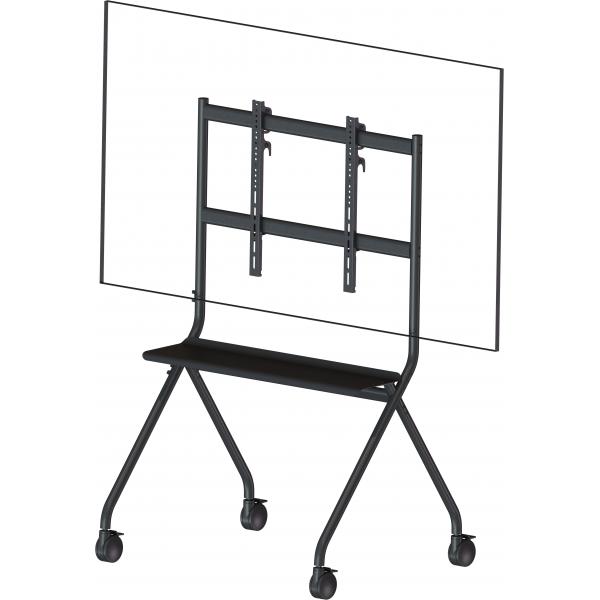 Vision VFM-F12 Supporto TV a parete 2,54 m [100] Nero (Cart fits display 55-100 with VESA sizes up to 900 x 600 - make any Teams or Zoom setup portable - generous 240 x 250 mm laptop or video conference equipment shelf - SWL 100 kg - 100 mm locking castors - Black)