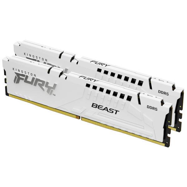 Kingston Technology FURY Beast 64GB 6400MT/s DDR5 CL32 DIMM [Kit of 2] White XMP (Kingston FURY Beast - 64GB:2x32GB - DD)