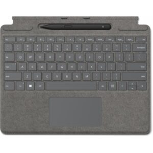 Microsoft Surface Pro Signature Keyboard w/ Slim Pen 2 QWERTY Microsoft Cover port Platino (Microsoft Surface Pro Signature Keyboard - Keyboard - with accelerometer, trackpad, Surface Slim Pen 2 storage and charging tray - QWERTY - UK - platinum - with Slim Pen 2 - for Surface Pro 8, Pro 9) - Versione UK
