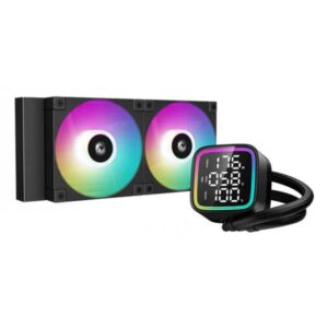 DeepCool LD240 Processore Raffreddatore di liquidi tutto in uno 12 cm Nero 1 pz (DeepCool LD 240 AIO Liquid CPU Cooler, Universal Socket, 240mm Radiator, PWM 2400RPM Cooling Fans, Addressable RGB LED Lighting, Fully Customizable Infinity Mirror Cap Design, Digital Display,)