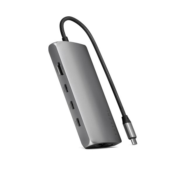 Satechi ST-P8KEM replicatore di porte e docking station per laptop Cablato USB 3.2 Gen 1 [3.1 Gen 1] Type-C Grigio (Satechi USB-C Multiport Adapter 8K wit)