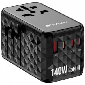 Verbatim 32125 Caricabatterie per dispositivi mobili Universale Nero AC Ricarica rapida Interno (Verbatim GaN III Universal Travel Adapter UTA-10)